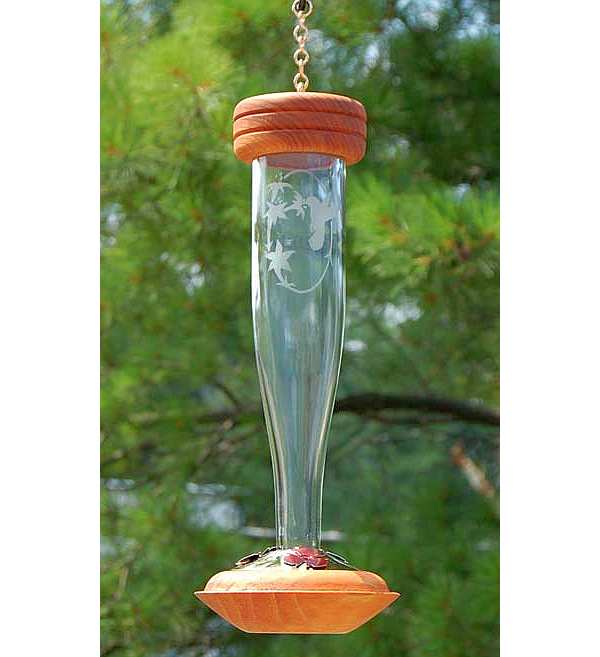Paradise Etched Hummingbird Lantern Crystal Clear